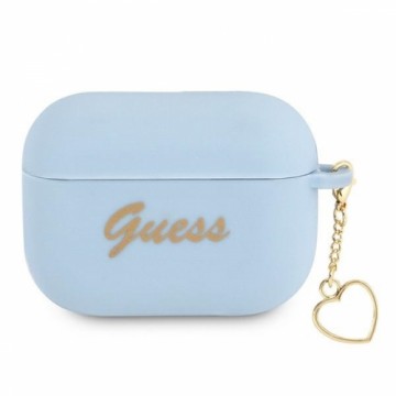 Guess GUAPLSCHSB AirPods Pro cover niebieski|blue Silicone Charm Heart Collection