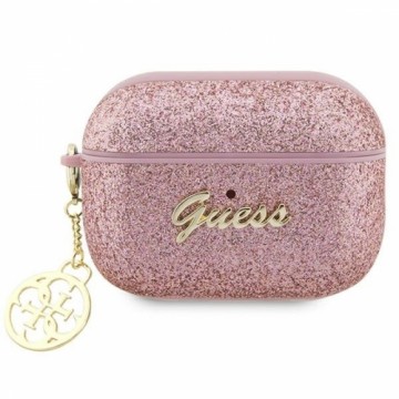 Guess GUAP2GLGSHP AirPods Pro 2 (2022|2023) cover różowy|pink Glitter Flake 4G Charm