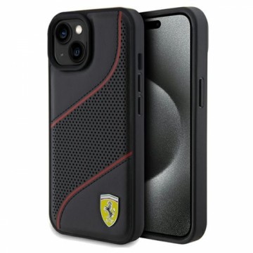 Ferrari FEHCP15SPWAK iPhone 15 | 14 | 13 6.1" czarny|black hardcase Perforated Waves Metal Logo