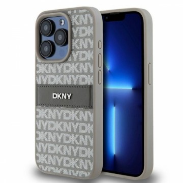 DKNY DKHCP15XPRTHSLE iPhone 15 Pro Max 6.7" beżowy|beige hardcase Leather Mono Stripe & Metal Logo