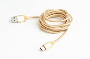 Gembird Cotton braided USB Male to Type-C Male 1.8m Gold