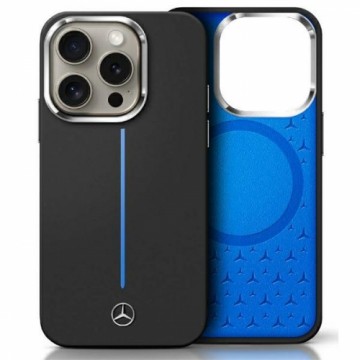 Mercedes MEHMP16S23SUMBK iPhone 16 6.1"   czarny|black hardcase Silicone Blue Stripe MagSafe