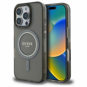 Guess GUHMP16LHFGEREK iPhone 16 Pro 6.3"  czarny|black hardcase IML Glitter Circle MagSafe