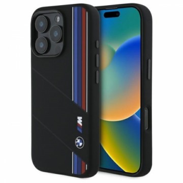 BMW BMHMP16X23SCUK iPhone 16 Pro Max      6.9" czarny|black hardcase Silicone Cut Tricolor Lines MagSafe