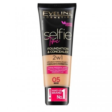 Eveline Selfie Time 2in1 Foundation & Concealer долговременный макияж 2в1 05 бежевый 30 мл