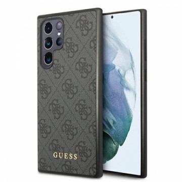 Guess GUHCS22LG4GFGR S22 Ultra S908 szary|grey hard case 4G Metal Gold Logo