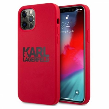 KLHCP12MSLKLRE Karl Lagerfeld Stack Black Logo Silicone Case for iPhone 12|12 Pro 6.1 Red