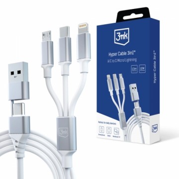 3mk Protection 3mk Hyper Cable 3in1 USB-A - USB-C | USB-C - micro USB - Lightning 1.5m - white