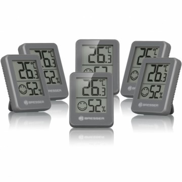 BRESSER Temeo Hygro Indicator 6 piece set Thermo-/Hygrometer grey