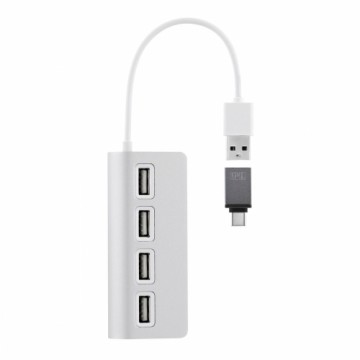 USB-разветвитель TNB TNB HUB autoalimentado USB 2.0 de 4 puertos - aluminio Серый