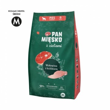 PAN MIĘSKO with herbs Beef with rabbit M - dry dog food - 20kg