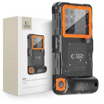 Tech-Protect Waterproof Case waterproof IPX8 for smartphones 4.7-6.7" - black and orange