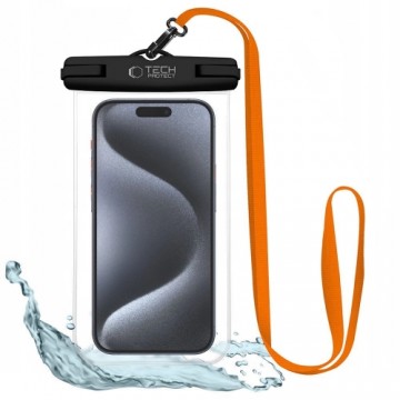 Tech-Protect Waterproof Case UWC7 waterproof cover for devices up to 6.9" - black and orange