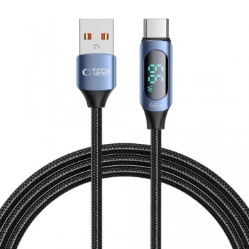 Tech-Protect UltraBoost Cable with LED Display USB-C | USB-A 66W 6A 2m - Blue