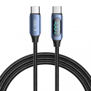 Tech-Protect UltraBoost cable with LED display USB-C | USB-C PD 100W 5A 2m - blue