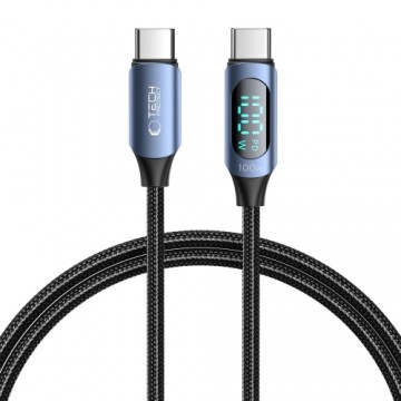 Tech-Protect UltraBoost cable with LED display USB-C | USB-C PD 100W 5A 1m - blue