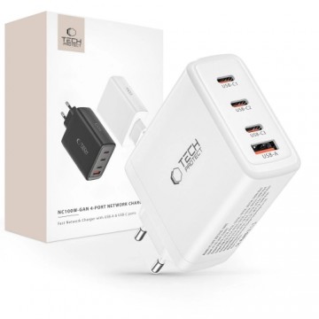 Tech-Protect NC100W-GAN charger GaN 3x USB-C PD 100W | USB-A QC 3.0 - white