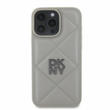 DKNY PU Leather Quilted Stack Logo Case for iPhone 16 Pro Max Grey