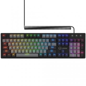 LORGAR Azar 514, Wired mechanical gaming keyboard, RGB backlight, 1680000 colour variations, 18 modes, keys number: 104, 50M clicks, linear dream switches, spring cable up to 3.4m, ABS plastic+metal, magnetic cover, 450*136*39mm, 1.17kg, black, EN layout