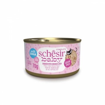 SCHESIR Baby Chicken with liver in broth - wet food for kittens - 70g