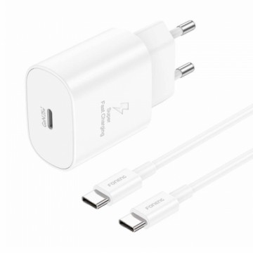 Foneng EU51 USB-C 25W mains charger + USB-C - USB-C cable (white)