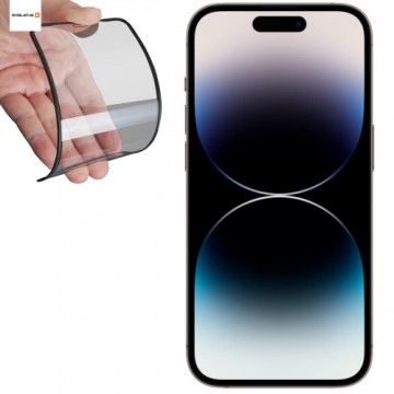 Evelatus Gumijotu malu Anti-Plīsuma 3D Stikls priekš Apple iPhone 14 Pro Max Japāņu līme Melna