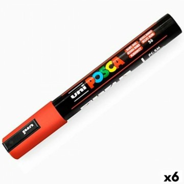 Маркер для акриловой краски POSCA PC-5M рубин 1,8-2,5 mm (6 штук)