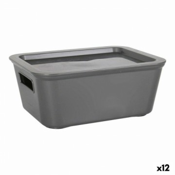 Bigbuy Home Контейнер для хранения с крышкой Bella Антрацитный 17,9 x 13,9 x 7,2 cm (12 штук) (18 x 14 x 7 cm)