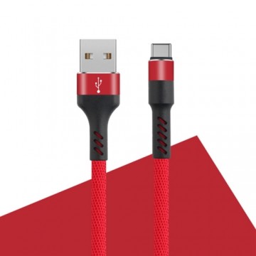 Maxlife MXUC-01 cable USB - USB-C 1,0 m 2A red nylon