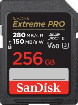 SanDisk Extreme PRO 256GB V60 UHS-II SD cards  280|150MB|s V60 C10 UHS-II  EAN: 619659202149