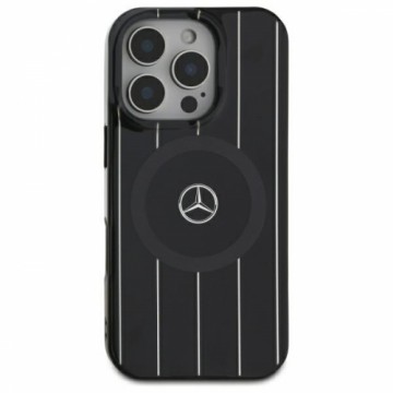 Mercedes MEHMP16S23HRSK iPhone 16 6.1"    czarny|black hardcase MB Double Layer Crossed Lines MagSafe