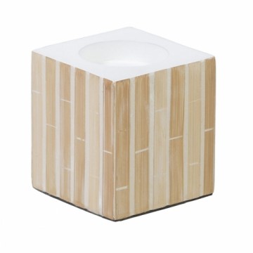 Bigbuy Home Svečturis Bēšs Bambuss Koks MDF 10,5 x 10,5 x 10,5 cm