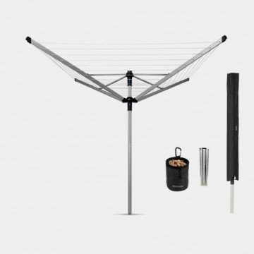 BRABANTIA rotējošs veļas žāvētājs, 50m, met.stipr+pārv+soma, Metallic Grey - 100246