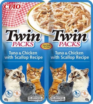 INABA CAT Twin Tuna with Chicken and Scallops in Broth – cat treat – 2x40g