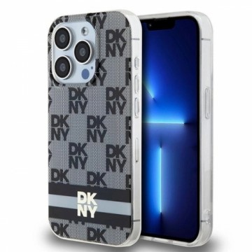 DKNY IML Checkered Mono Pattern & Printed Stripes MagSafe Case for iPhone 15 Pro Max - Black