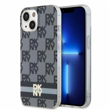 DKNY IML Checkered Mono Pattern & Printed Stripes MagSafe Case for iPhone 15|14|13 - Black