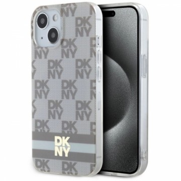 DKNY IML Checkered Mono Pattern & Printed Stripes MagSafe case for iPhone 15 | 14 | 13 - beige