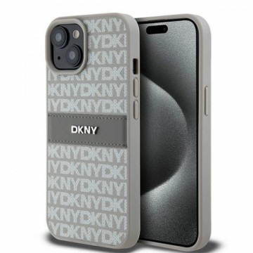 DKNY Leather Mono Stripe & Metal Logo case for iPhone 15 Plus | 14 Plus - beige