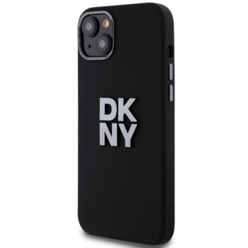 DKNY Liquid Silicone Metal Logo case for iPhone 15 Plus | 14 Plus - black