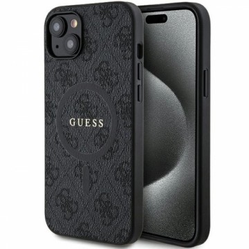 Guess 4G Collection Leather Metal Logo MagSafe Case for iPhone 15|14|13 - Black