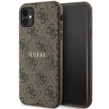 Guess GUHMN61G4GFRW iPhone 11 6.1" | Xr brown|brown hardcase 4G Collection Leather Metal Logo MagSafe