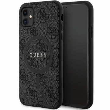 Guess GUHMN61G4GFRK iPhone 11 6.1" | Xr black|black hardcase 4G Collection Leather Metal Logo MagSafe