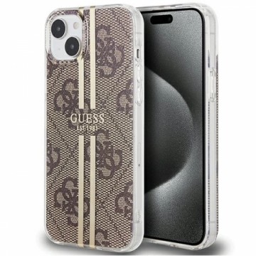 Guess IML 4G Gold Stripe case for iPhone 15 Plus | 14 Plus - brown