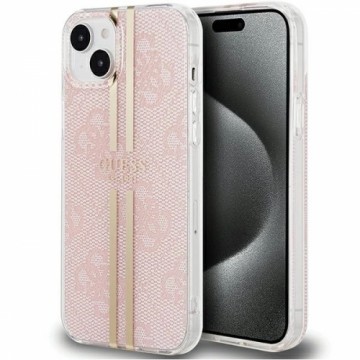 Guess IML 4G Gold Stripe case for iPhone 15 Plus | 14 Plus - pink