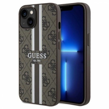 Guess 4G Printed Stripes MagSafe case for iPhone 15|14|13 - brown