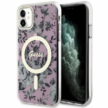 Guess GUHMN61HCFWSP iPhone 11 | Xr 6.1" pink|pink hardcase Flower MagSafe