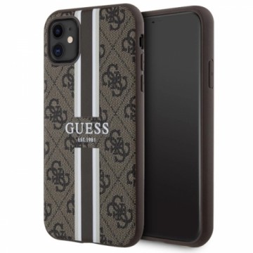 Guess GUHMN61P4RPSW iPhone 11 | Xr brown|brown hardcase 4G Printed Stripes MagSafe