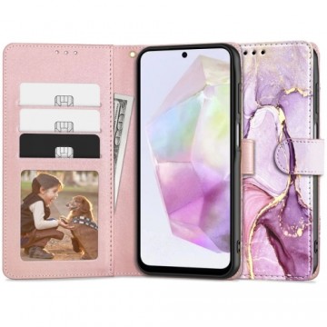 Tech-Protect Wallet case for Samsung Galaxy A35 5G - pink marble