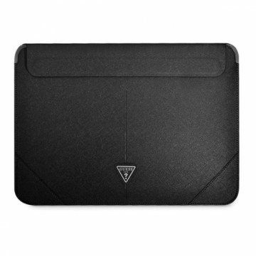 Guess Saffiano Triangle Metal Logo Computer Sleeve 16" Black