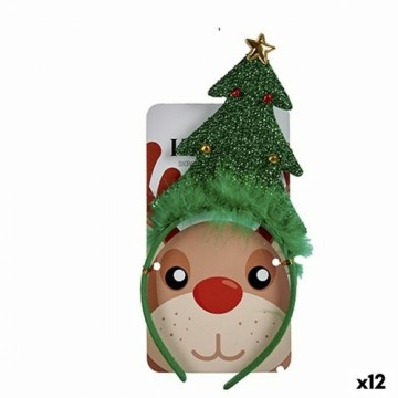 Headband Christmas Tree Green Polyester 12 x 26,5 x 1,5 cm (12 Units)